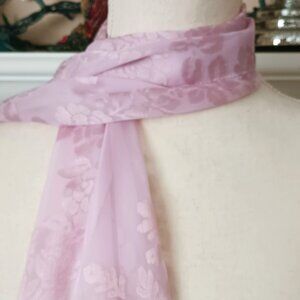 Cejon Lavender Rectangle Scarf 62" x 14" Floral Jacquard Print Made in India